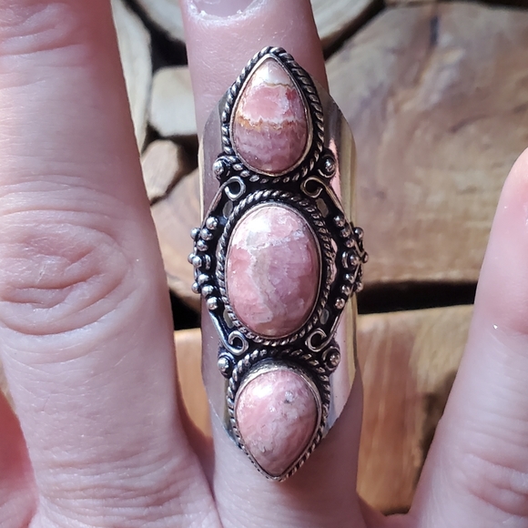 New Rhodochrosite 925 Silver Statement Ring. - Picture 6 of 16